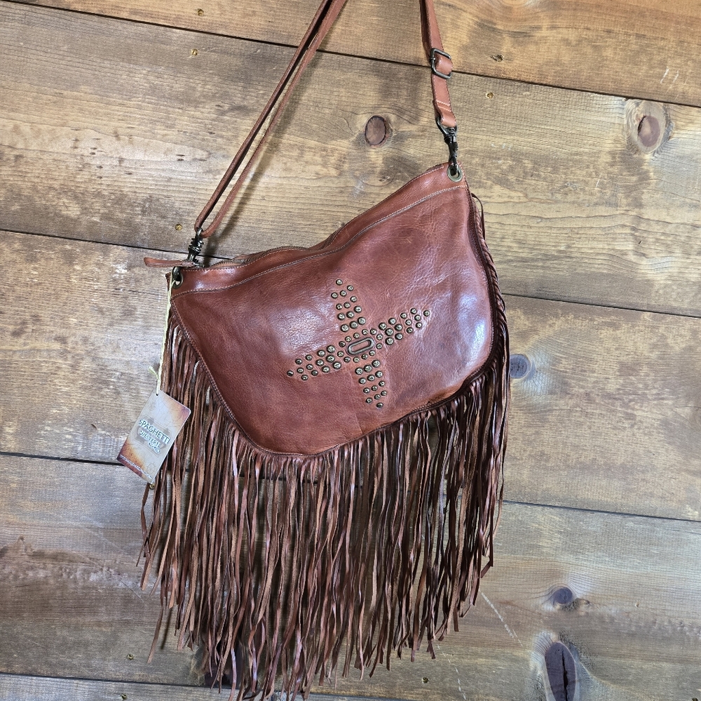 Brown Fringe Crossbody Bag